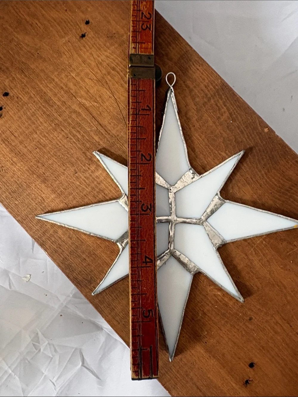 White Star Stained Glass Holiday Ornament or Window Decor - Unbranded